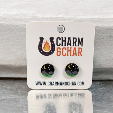 Night Sky & Mountain Stud Earrings - Stud Earring - Charm and Char
